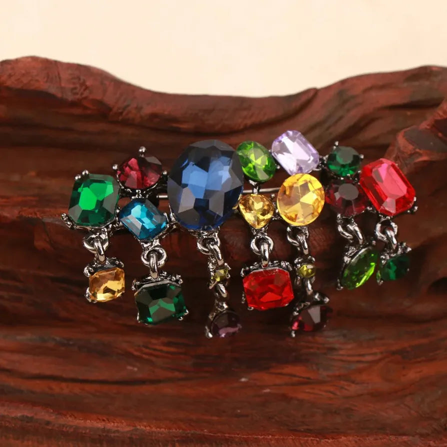 Luxury Tassel Square Multi-Color Brooch Pin Classic Jewelry Gift