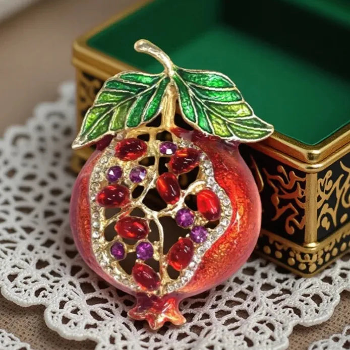 Luxury Pomegranate Fruit Openwork Brooch Pin for Women Elegant Style