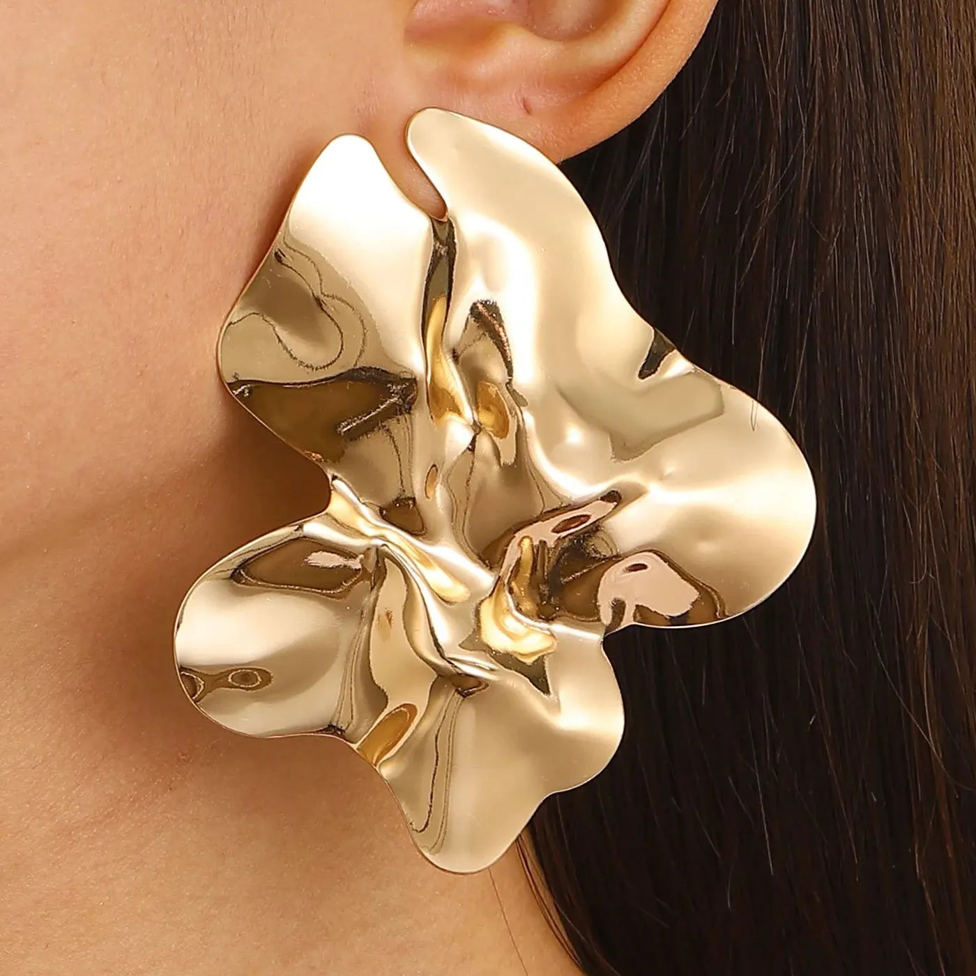 Large Geometric Zinc Alloy Stud Earrings Women Punk Statement Jewelry