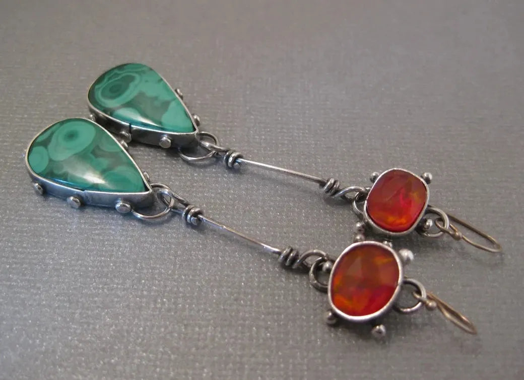 Vintage Geometric Water Drop Resin Zinc Alloy Dangle Earrings for Women