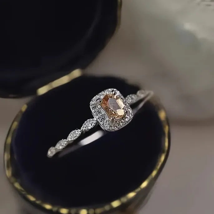 Unique Orange Cubic Zirconia Wedding Rings for Women Silver Gold Color Elegant Jewelry 2023