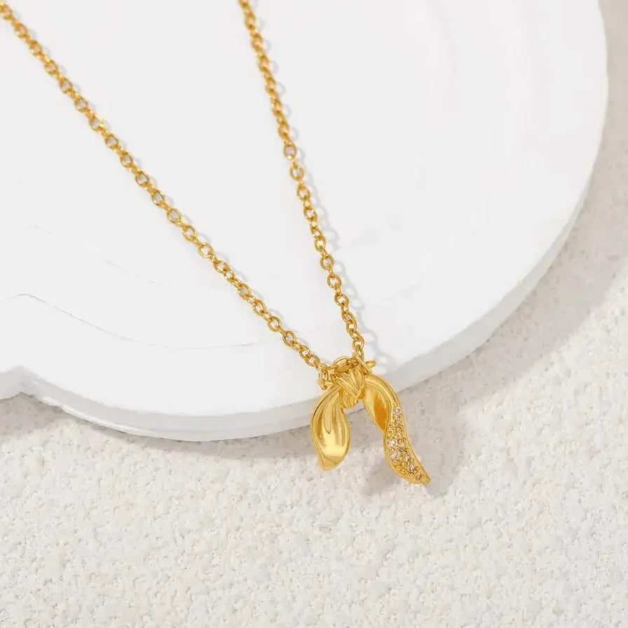 18K Gold Plated Copper Bowknot Necklace for Women Cubic Zirconia Choker Gift