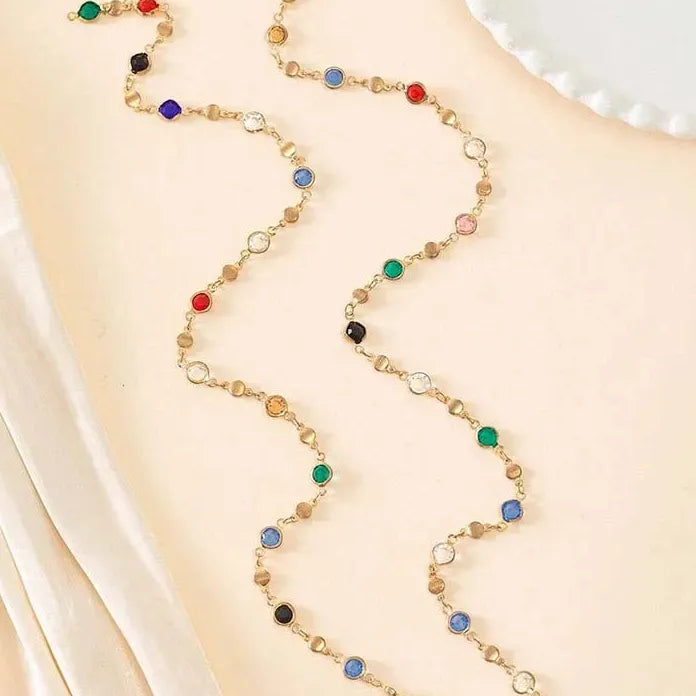 Long Tassel Zinc Alloy Heart Crystal Zircon Necklace for Women