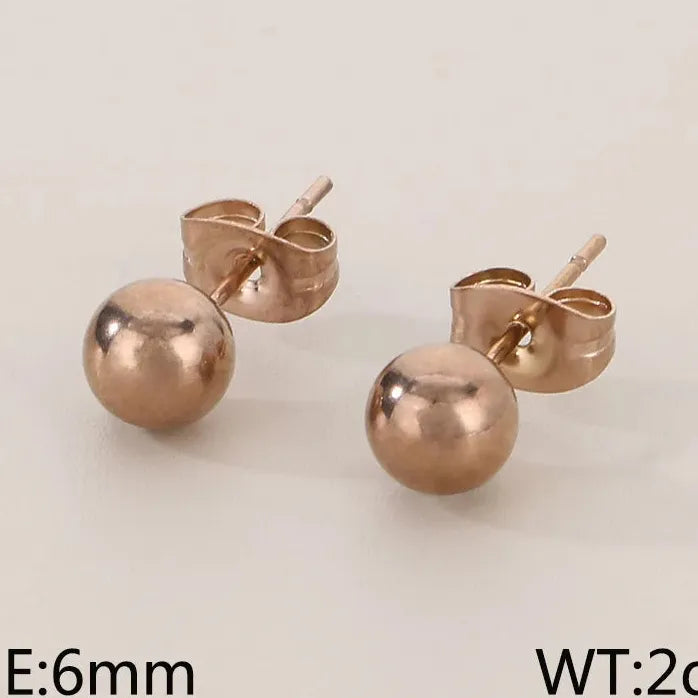 Gold Stainless Steel Hollow Ball Stud Earrings for Women Wedding Jewelry
