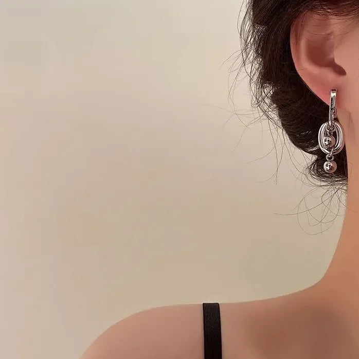 Irregular Geometric Metal Pendant Stud Earrings for Women Hip-Hop Rock