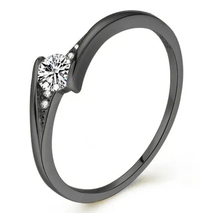 Classic Gold Color Metal Ring with White Zircon for Women Bride Wedding Gift