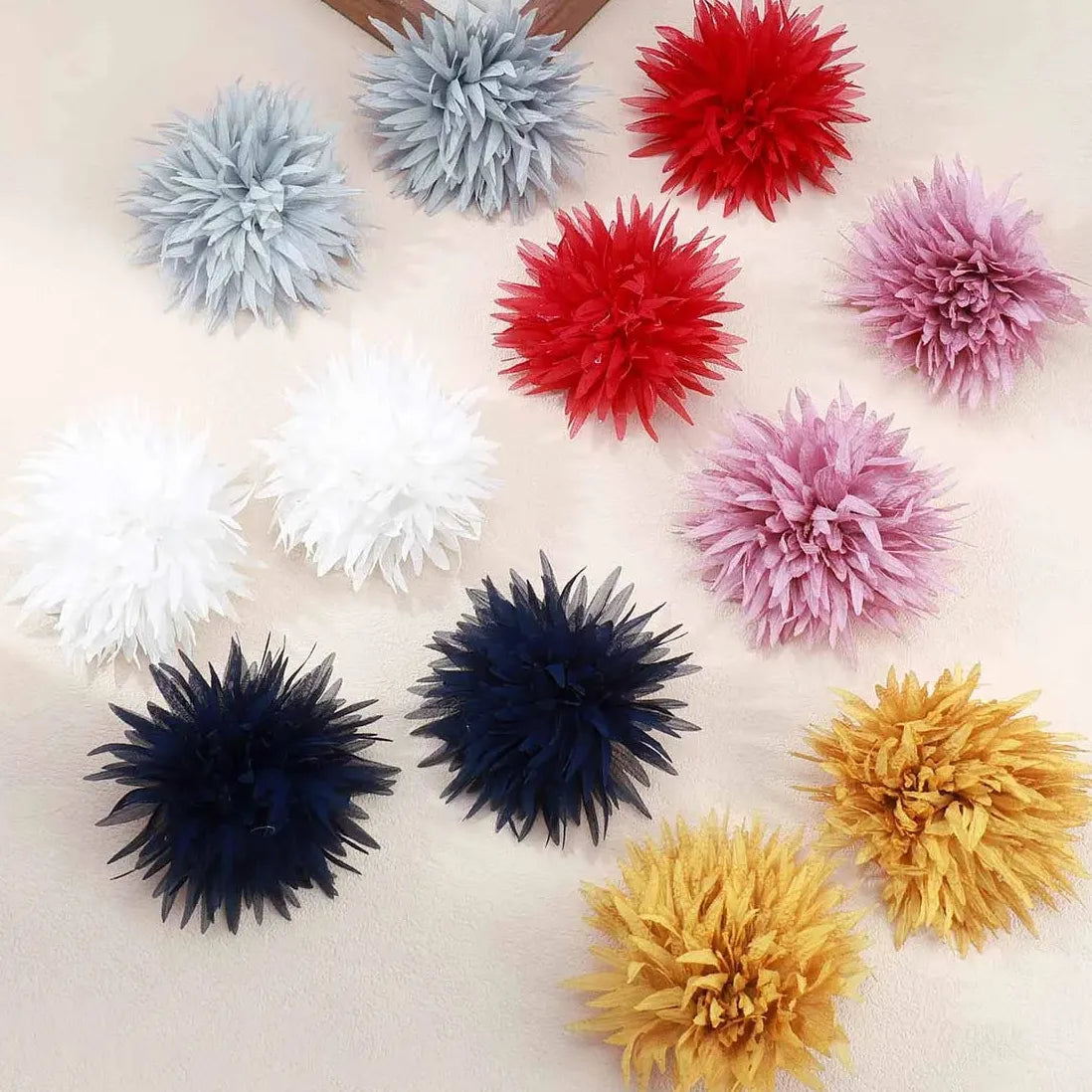 6 Colors Large Fluffy Fabric Flower Stud Earrings Women Vintage Boho Jewelry