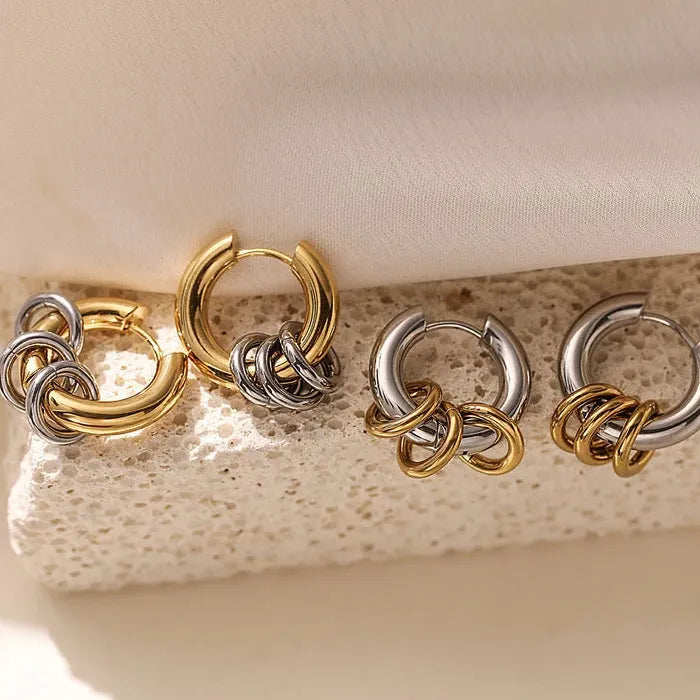 Stainless Steel Retro Large & Small Hoop Earrings for Women