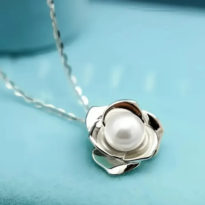 Elegant Imitation Pearl Plant Pendant Necklace for Women Anniversary Gift