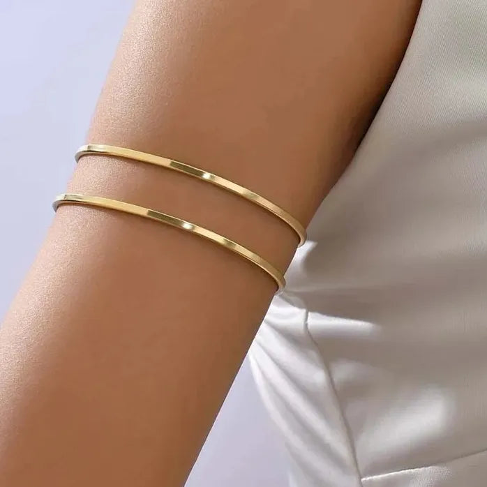 Vintage Gold Metal Multilayer Lines Adjustable Cuff Bracelet for Women Jewelry