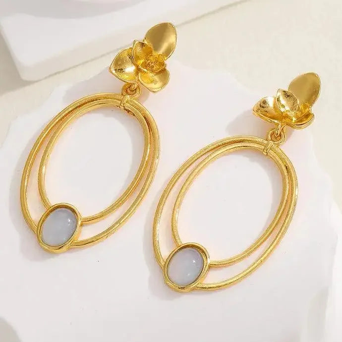 Gold Silver Plated Geometric Big Round Clip Earrings No Pierced Zinc Alloy