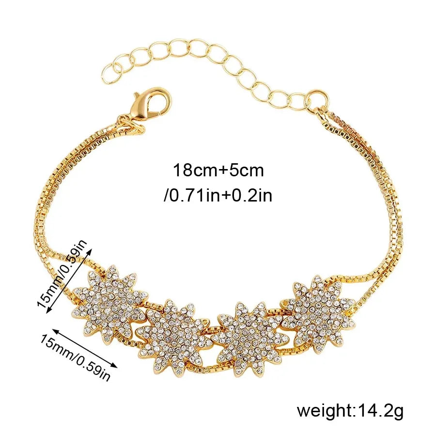 Handmade 18K Gold Plated Heart Butterfly Flower Bracelet for Women with Zircon Evil Eye Charm