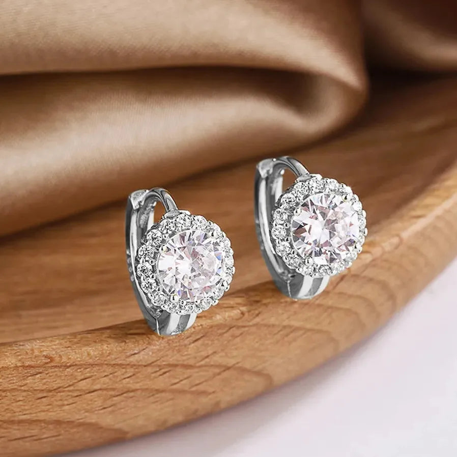 Dainty Geometric Hoop Earrings for Women with Cubic Zirconia Copper Alloy