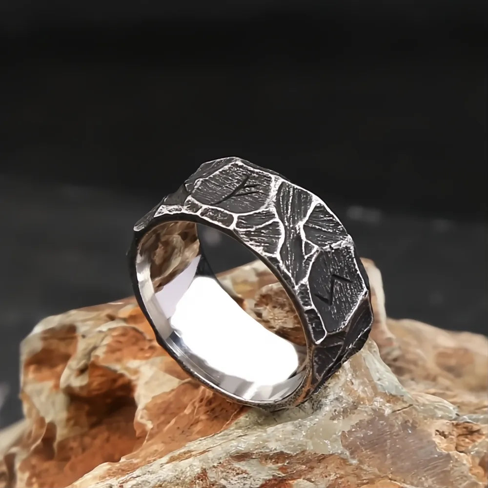 Vintage Nordic Viking Rune Stainless Steel Rings for Men Women Punk Biker Couple Jewelry Gift Amulet