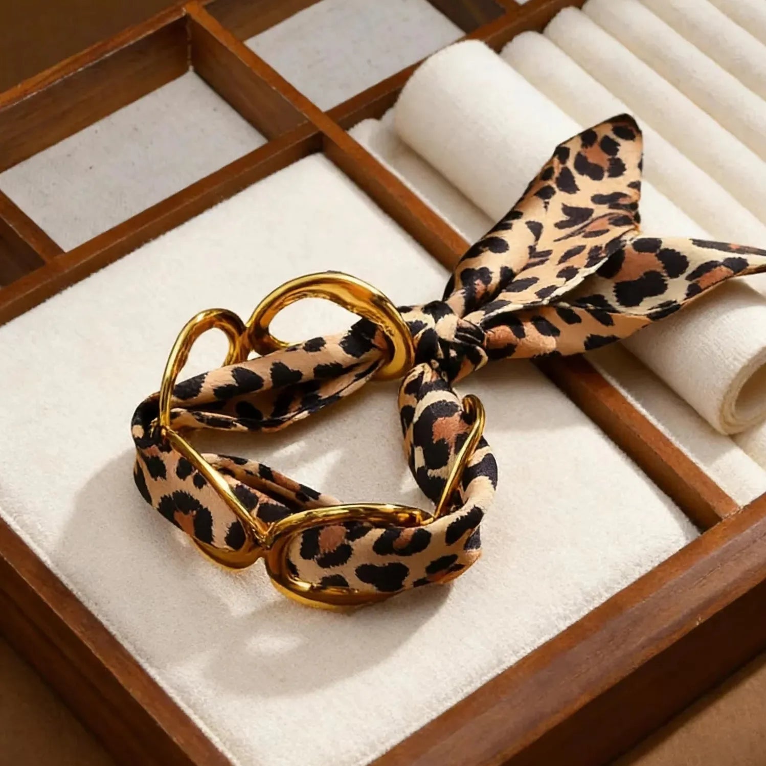 Luxury Stainless Steel Silk Scarf Cuff Bracelet for Women Vintage Gift