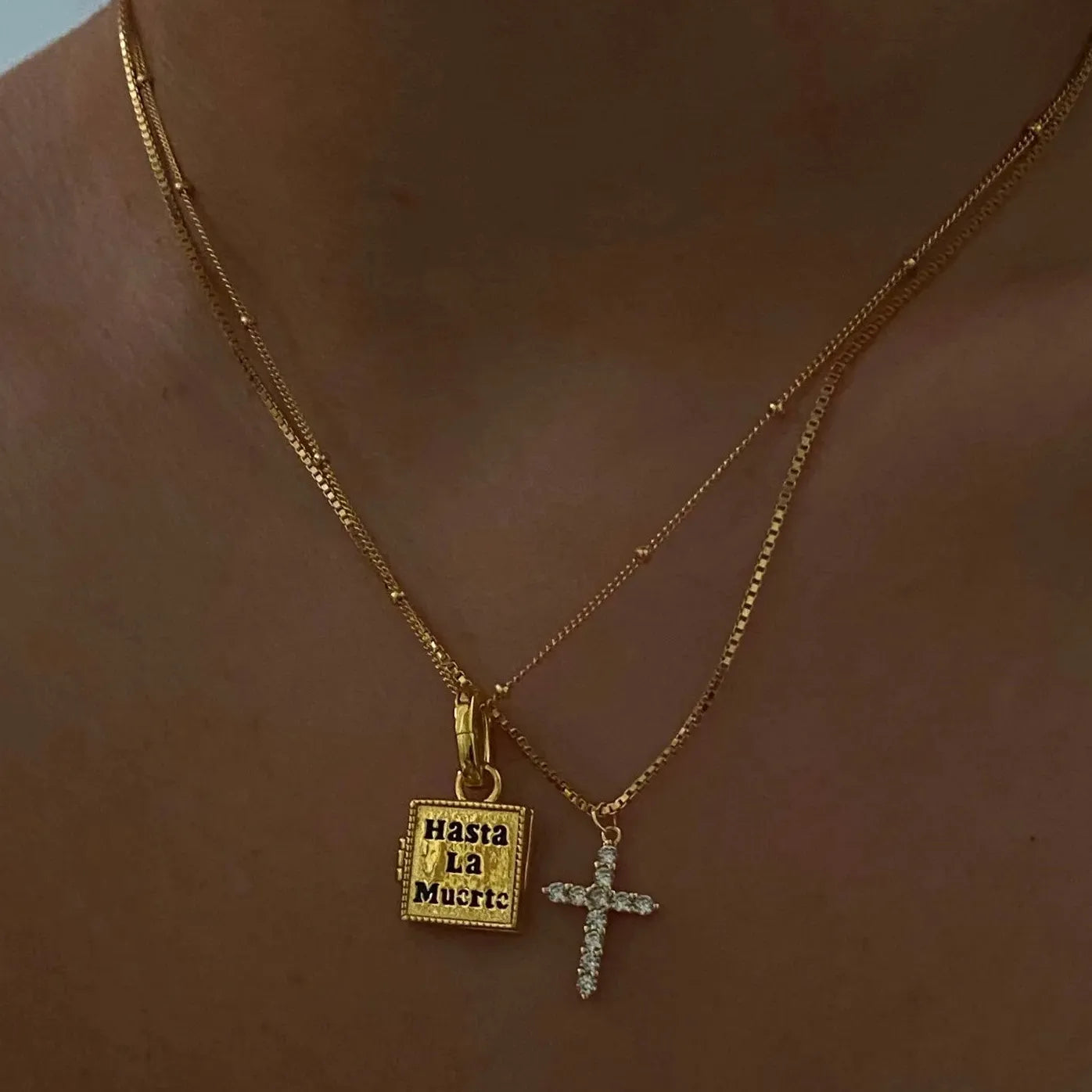 Gold Cross Necklace for Women Stainless Steel Rhinestone Christian Jewelry