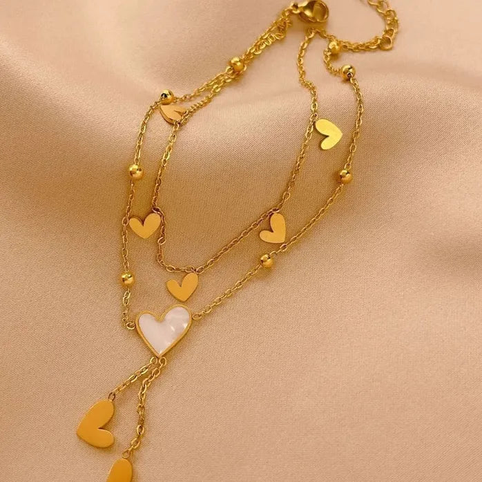 Stainless Steel Heart Love Multi-Layer Anklet for Women Non-Fading Jewelry Gift
