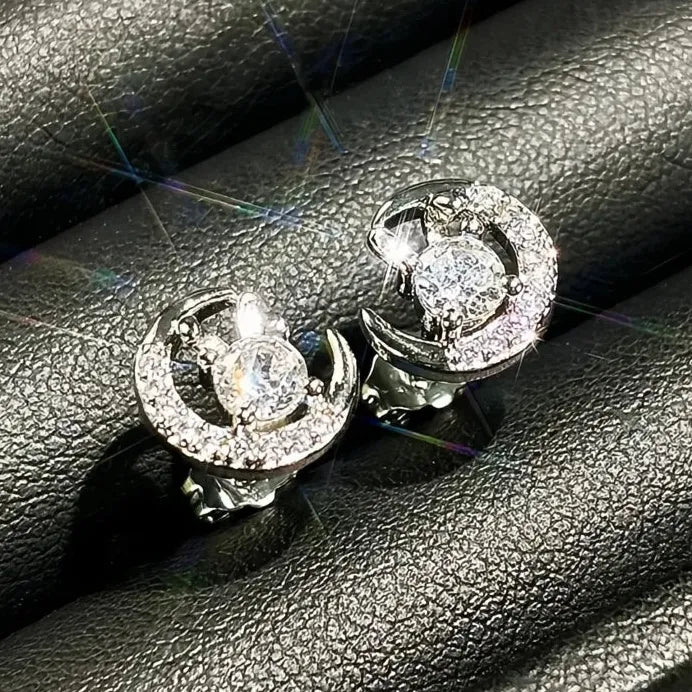 Geometric Cubic Zirconia Stud Earrings for Women Sparkling Party Jewelry