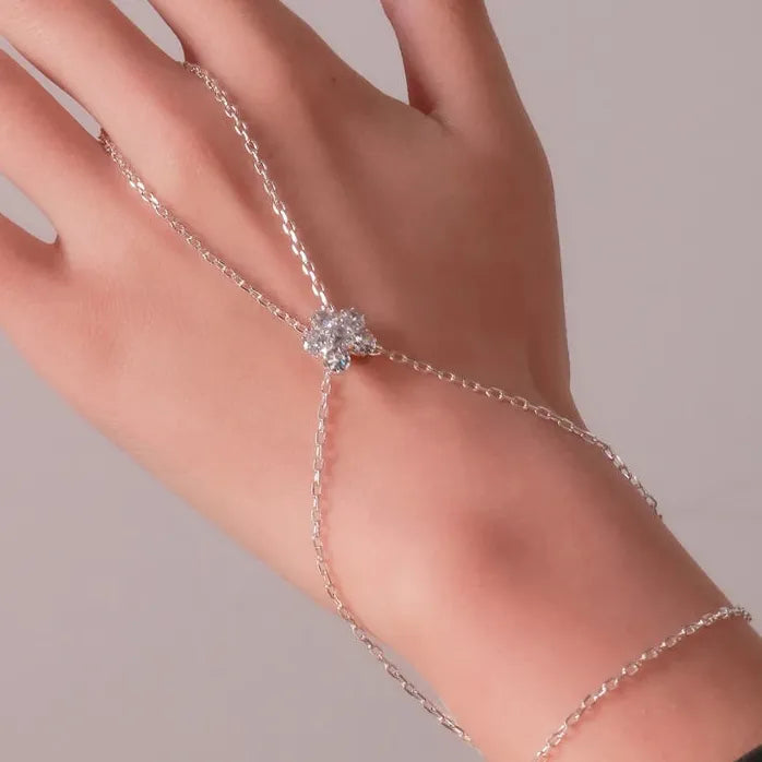 Minimalist Flower Zircon Bracelet for Women Gold Metal Double-Layer Chain Jewelry Charm