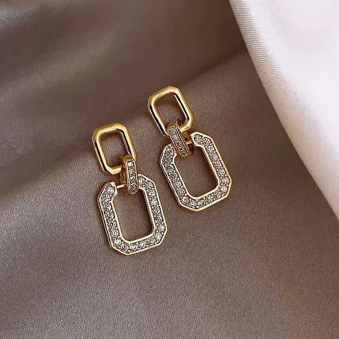 Luxury Micro Inlaid Zircon Geometric Square Dangle Earrings Women 2024 Party Jewelry