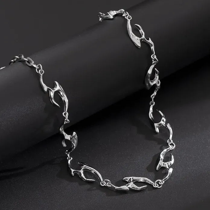 2025 Punk Silver Thorny Choker Necklace Unisex Hip Hop Rock Flame Jewelry