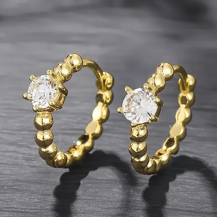 Geometric Cubic Zirconia Hoop Earrings for Women Daily Wear Jewelry