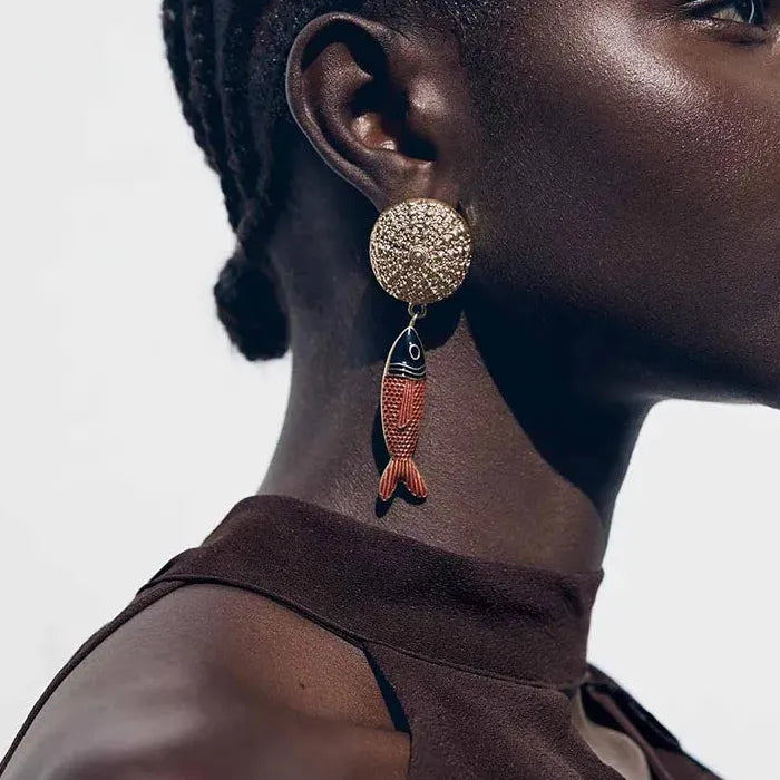 Bohemian Fish Pendant Copper Alloy Earrings Minimalist Summer Jewelry