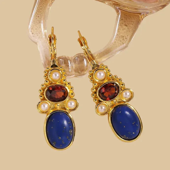 Vintage Drop Earrings Zinc Alloy Synthetic Gem Statement Jewelry for Women