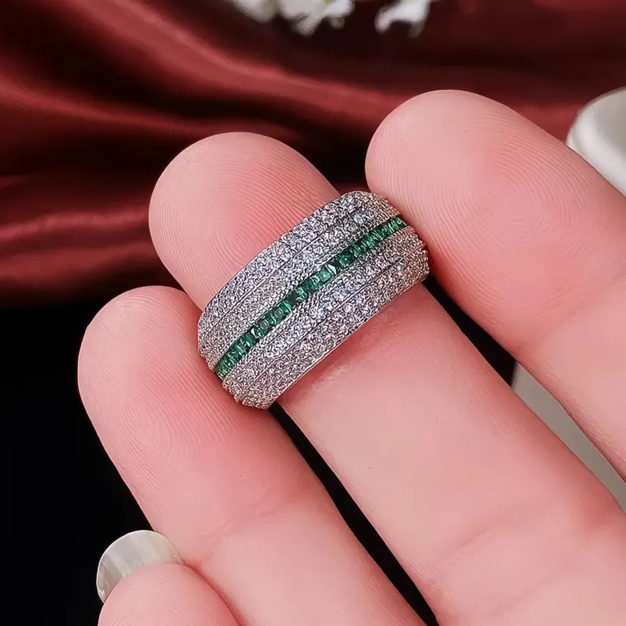 Geometric CZ Promise Ring for Women Anniversary Party Gift Jewelry