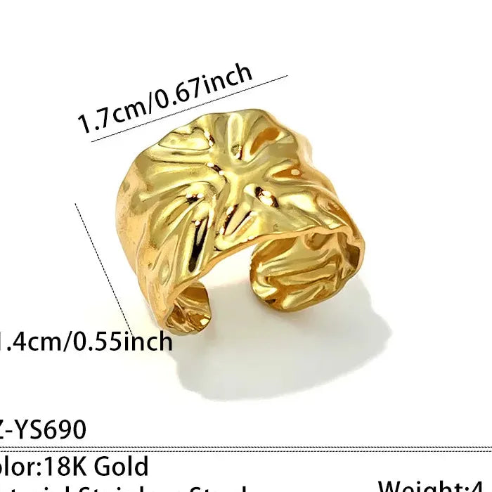Geometric Stainless Steel Wide Band Ring Chunky No Fade for Men Women