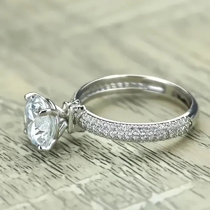 Elegant Brass Cubic Zirconia Cocktail Ring Women Wedding Band