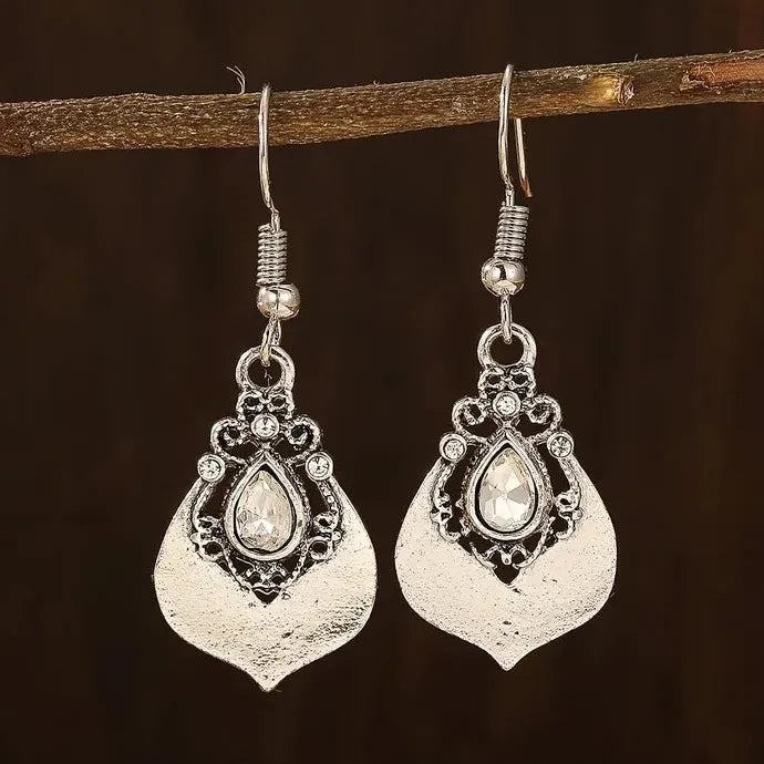 Retro Bohemian Geometric Flower Water Drop Cube Zirconia Earrings Women