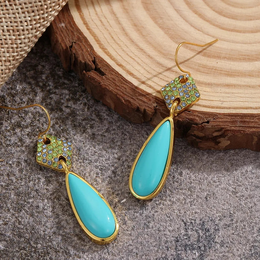 Golden Resin Water Drop Earrings Simple Exquisite Women's Jewelry Hot Sale