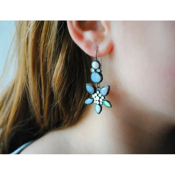 Bohemian Long Drop Earrings Set Zinc Alloy Imitation Moonstone Retro Ethnic Gift