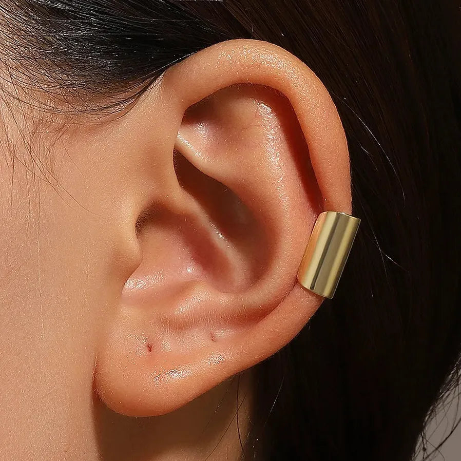 Irregular Geometric Copper Clip-On Wide Plate No-Piercing Earrings Stylish