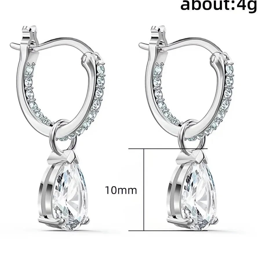 Geometric Crystal Cubic Zirconia Brass Dangle Earrings for Women