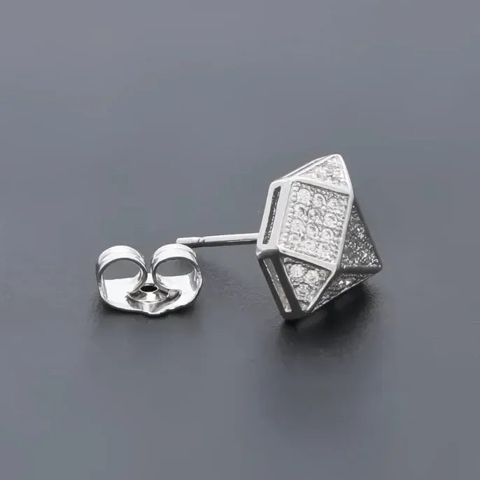 Silver Geometric Cubic Zirconia Stud Earrings for Women Party Wedding Jewelry
