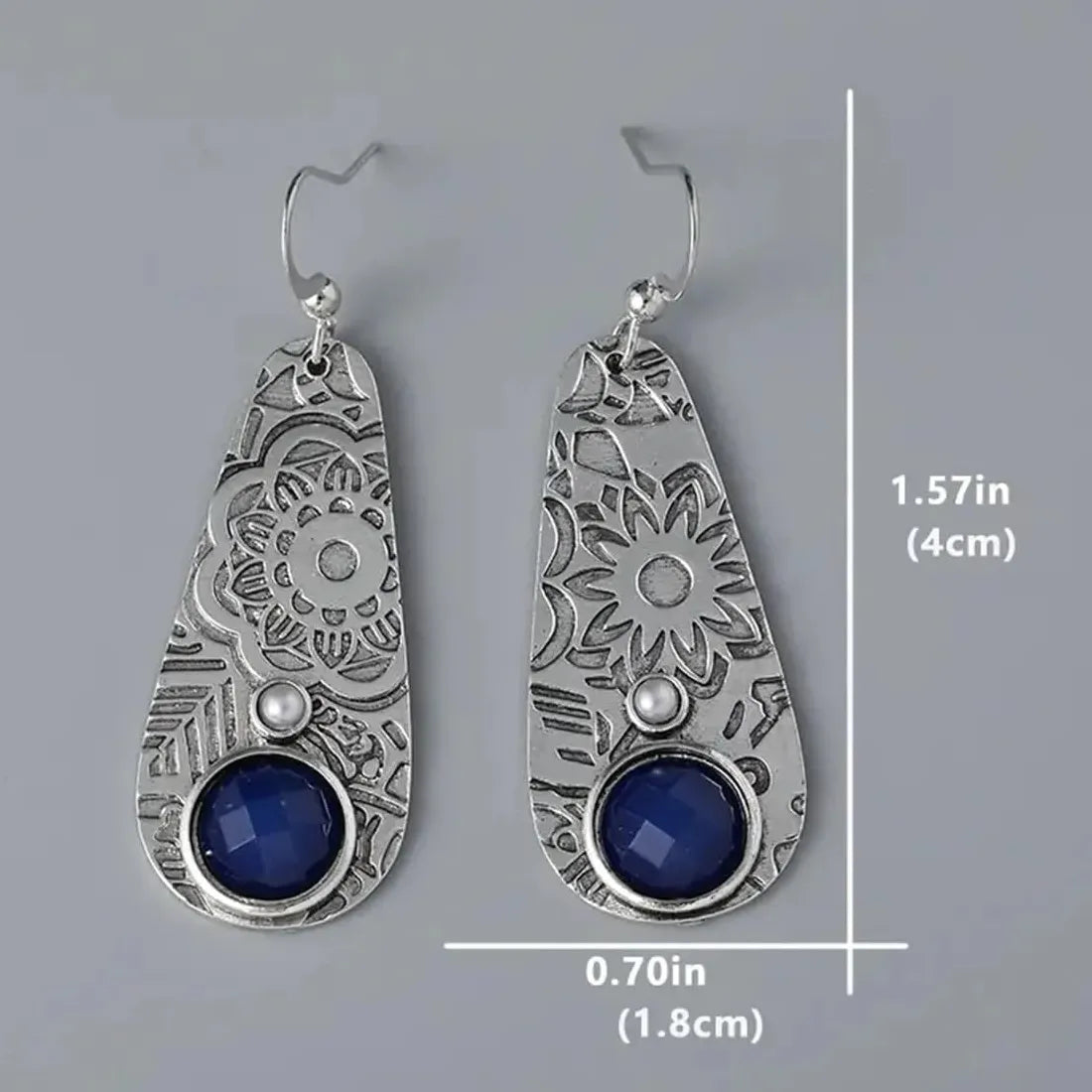 Bohemian Vintage Ethnic Irregular Drop Earrings for Women Zinc Alloy Silver