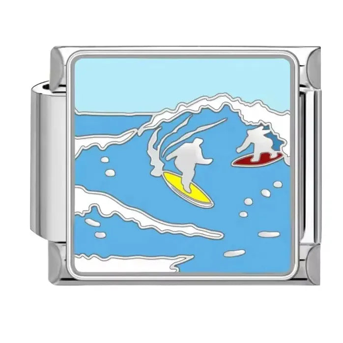 Ocean Series 18k Gold Plated Stainless Steel Charm Bracelet Unisex Dolphin Shark Sailboat