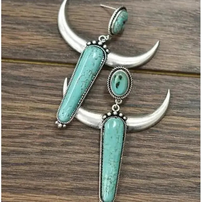 Vintage Turquoise Bohemian Drop Earrings Women Ethnic Zinc Alloy Jewelry Gift