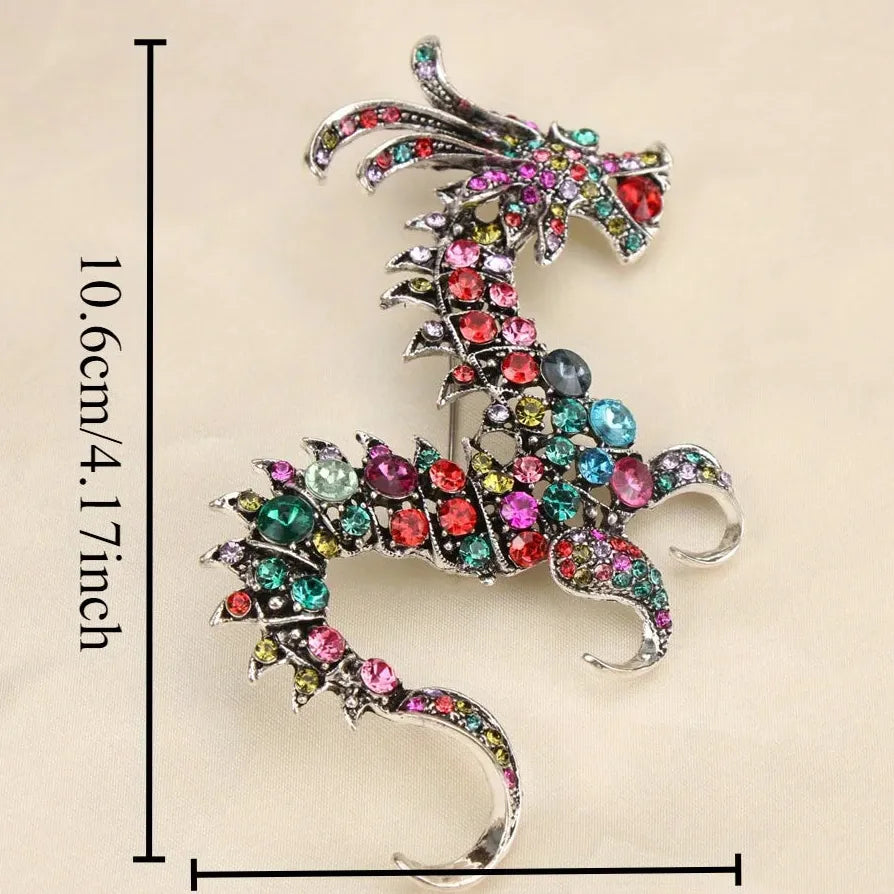 Vintage Luxury Flying Dragon Brooch Pin Classic Style for Men & Women