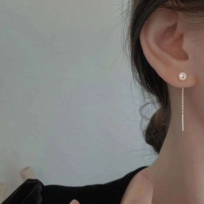 Elegant Long Imitation Pearl Dangle Tassel Earrings for Women Wedding Jewelry