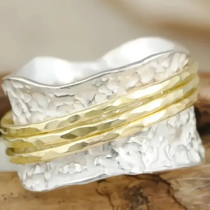 Two Tone Irregular Brass Geometric Finger Rings for Women 2026