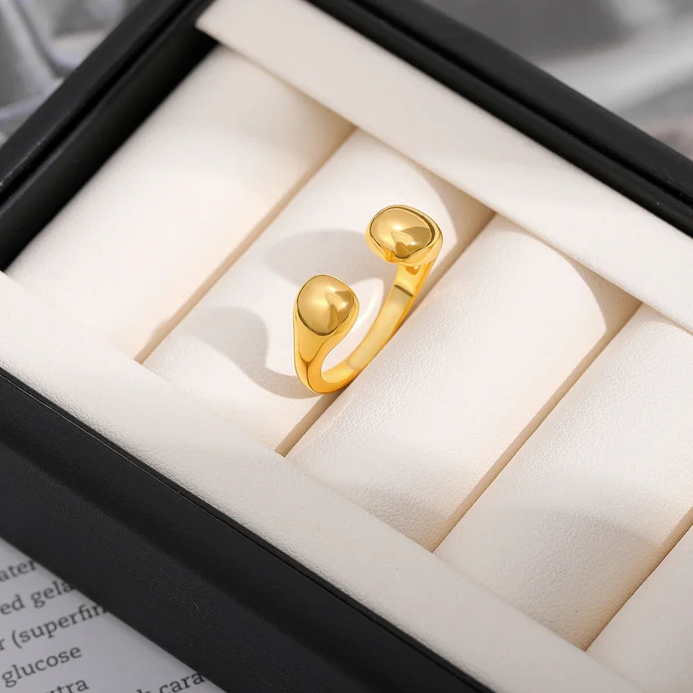 18k Gold Plated Hypoallergenic Waterproof Droplet Ring for Women Stylish Bijoux