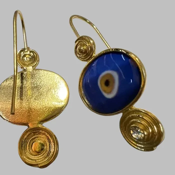 Devil's Eye Enamel Dangle Earrings Gold Plated Zinc Alloy Retro Style Gift