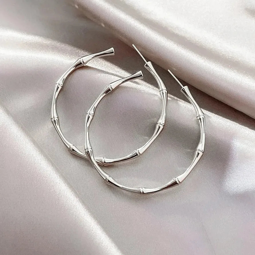 Classic Gold Bamboo Knot Drop Earrings for Women Metal Geometry Jewelry Gift