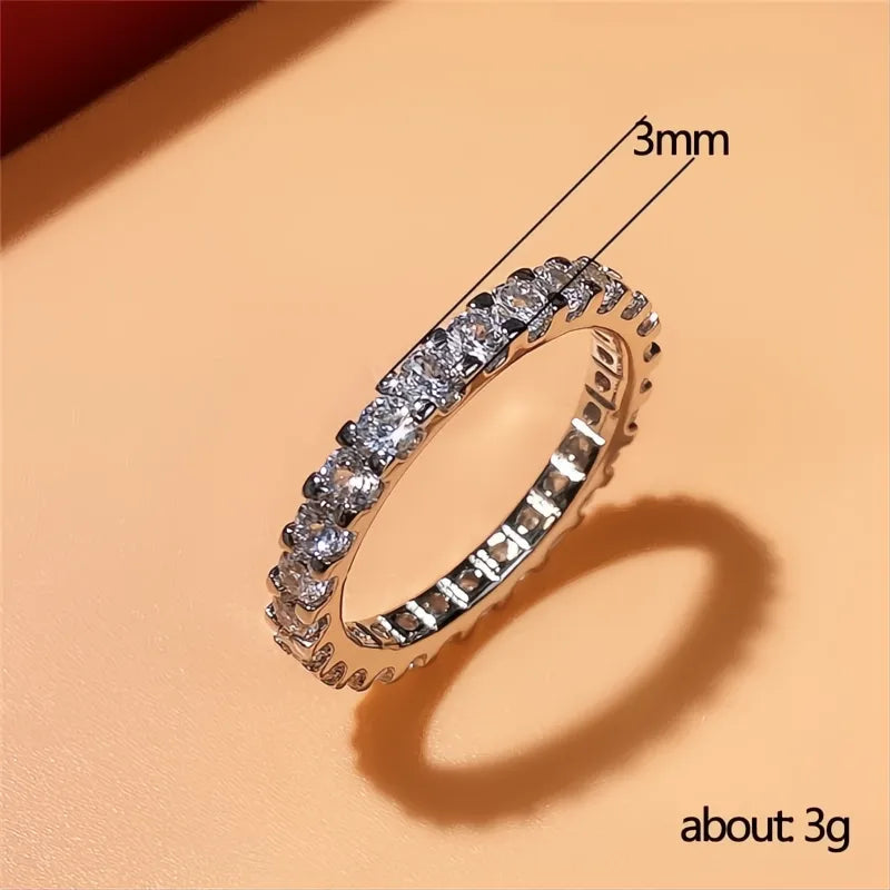 Versatile Thin Women Ring Cubic Zirconia Sparkling Wedding Party Fashion Jewelry