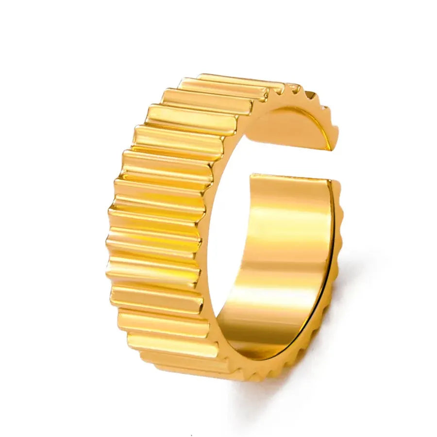 Stainless Steel Gear Ring for Women Couples Trendy Luxury Open Band Jewelry
