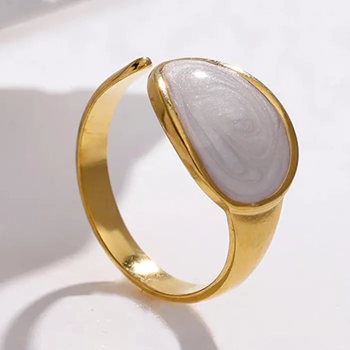 Vintage Stainless Steel Geometric Cocktail Ring for Women Gold Drip Design