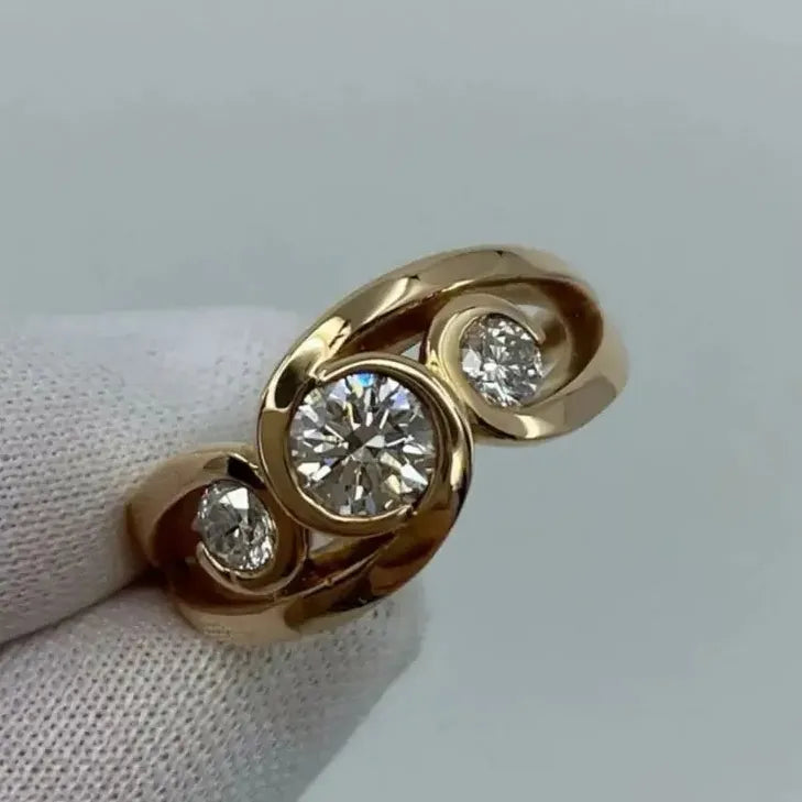 Gold Color Inlay Rhinestone Zinc Alloy Rings for Women Party Jewelry Gifts